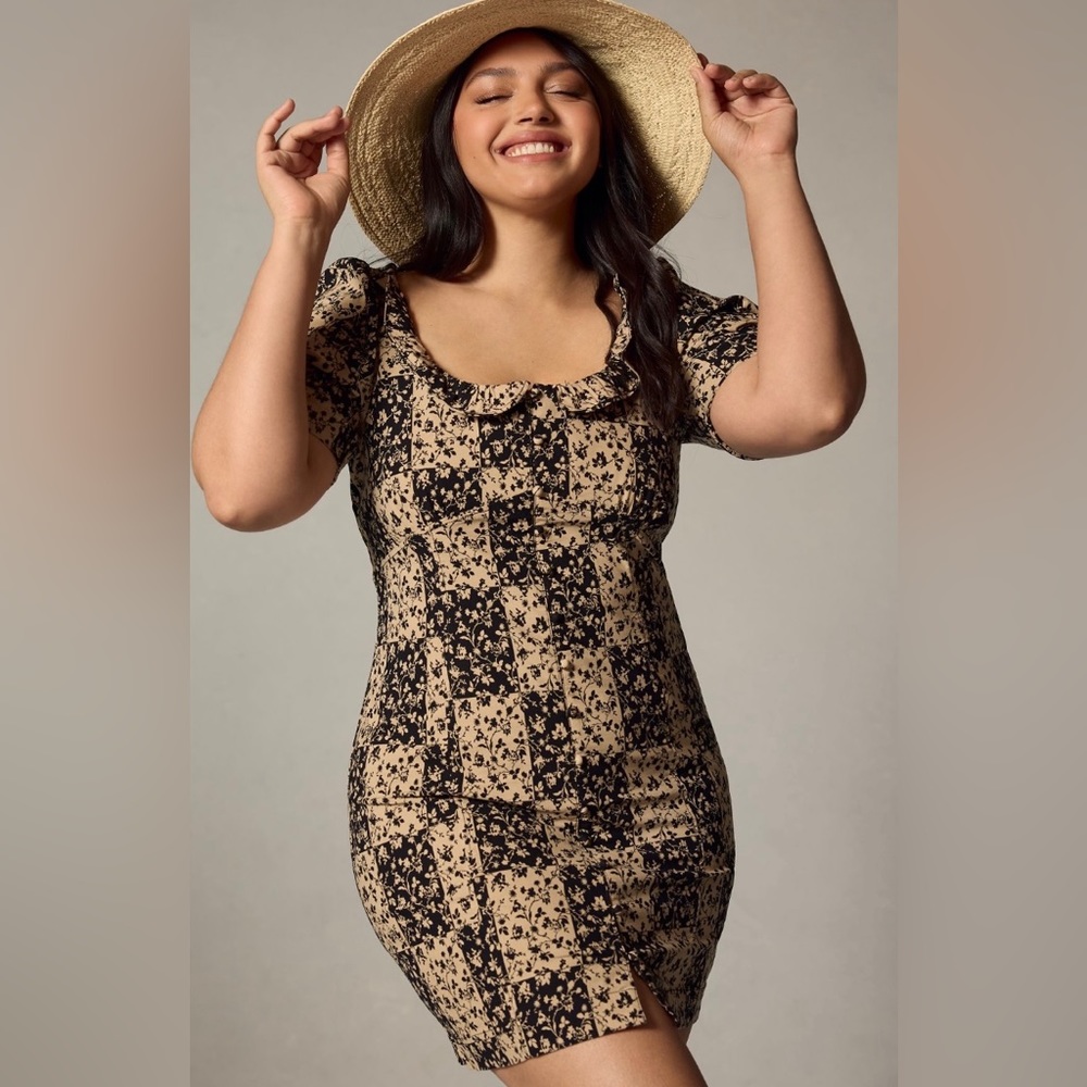 💜Anthropologie Ruffled Puff-Sleeve Dress – Size 12 | Magic Fabric